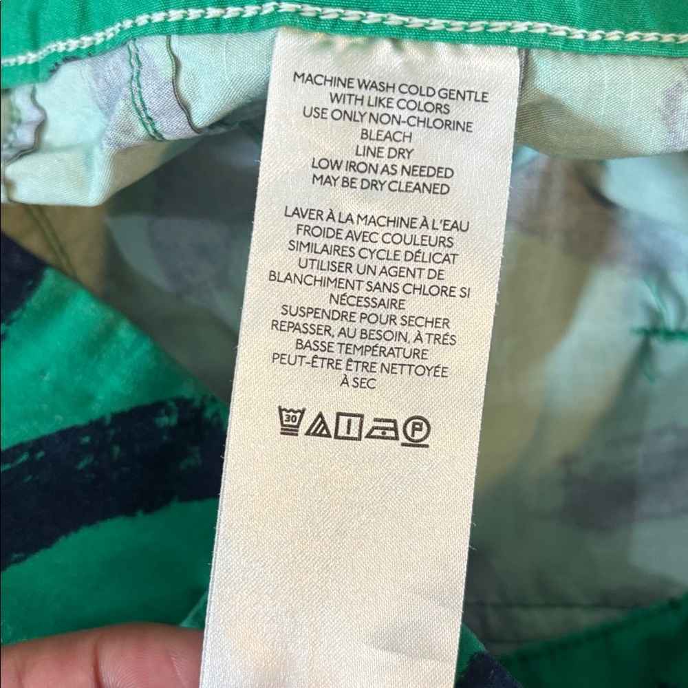 Maeve Anthropologie The Colette Cropped Wide Leg Pants Green Blue Print Size 26 - Picture 6 of 8